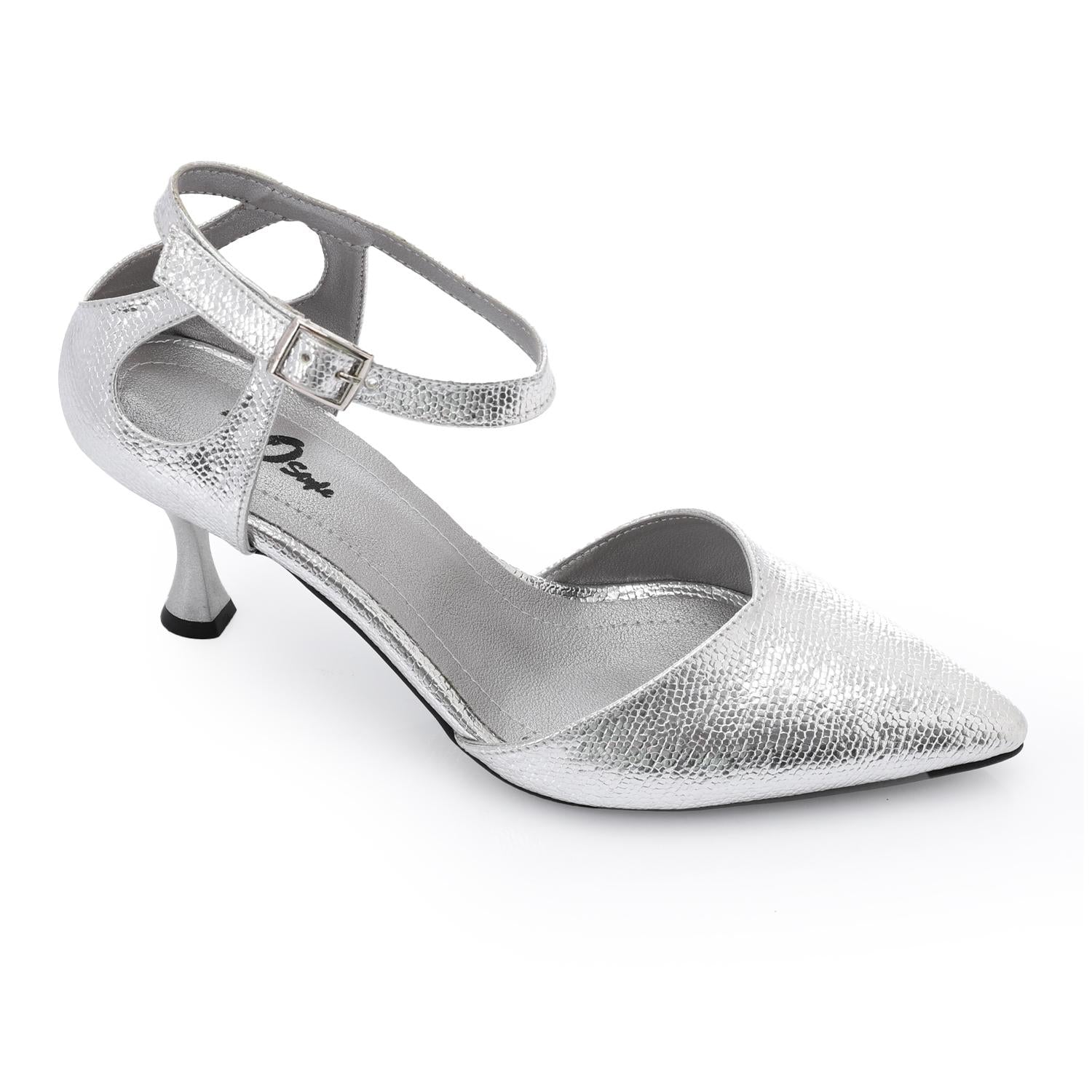Women's High Heel Mule Sandals – Elegant Pointed Toe, Faux Leather Texture.