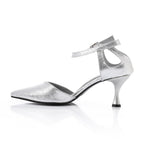 Women's High Heel Mule Sandals – Elegant Pointed Toe, Faux Leather Texture.