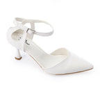 Women's High Heel Mule Sandals – Elegant Pointed Toe, Faux Leather Texture.
