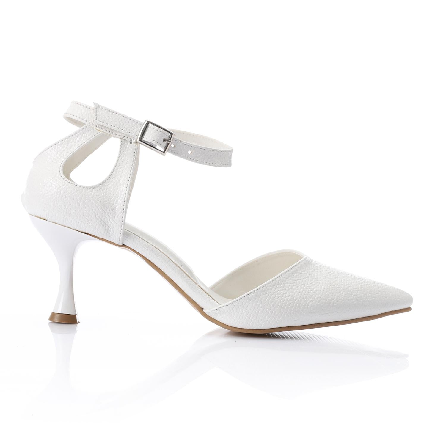 Women's High Heel Mule Sandals – Elegant Pointed Toe, Faux Leather Texture.