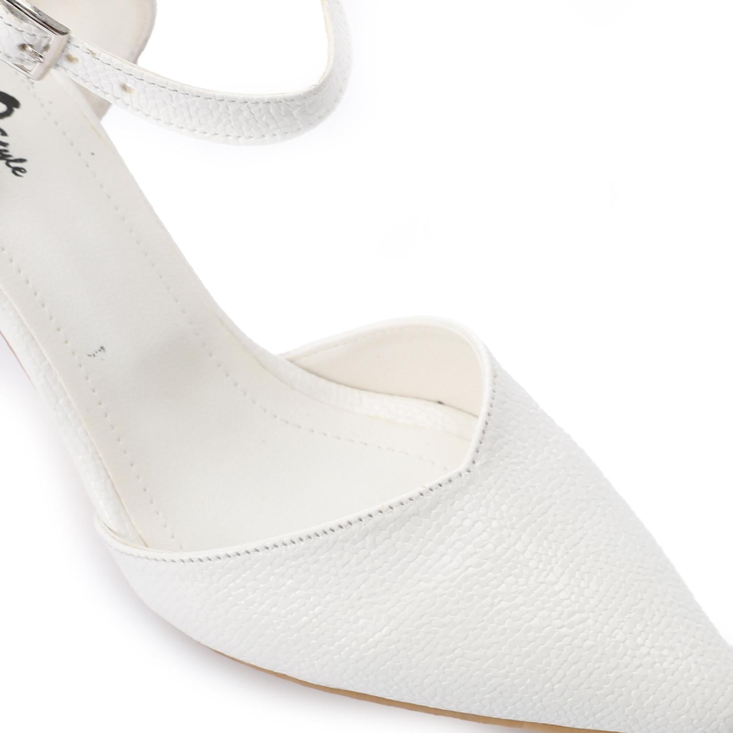 Women's High Heel Mule Sandals – Elegant Pointed Toe, Faux Leather Texture.