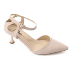 Women's High Heel Mule Sandals – Elegant Pointed Toe, Faux Leather Texture.