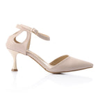 Women's High Heel Mule Sandals – Elegant Pointed Toe, Faux Leather Texture.