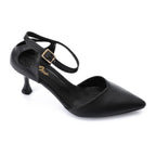 Women's High Heel Mule Sandals – Elegant Pointed Toe, Faux Leather Texture.