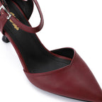 Women's High Heel Mule Sandals – Elegant Pointed Toe, Faux Leather Texture.