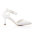 Women's High Heel Mule Sandals – Elegant Pointed Toe, Faux Leather Texture.