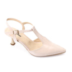 Women’s T-Strap Heeled Shoe – Glossy White – Perfect for Bridal & Elegant Occasions.