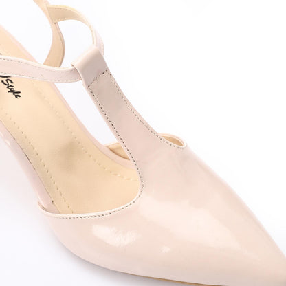 Women’s T-Strap Heeled Shoe – Glossy White – Perfect for Bridal & Elegant Occasions.