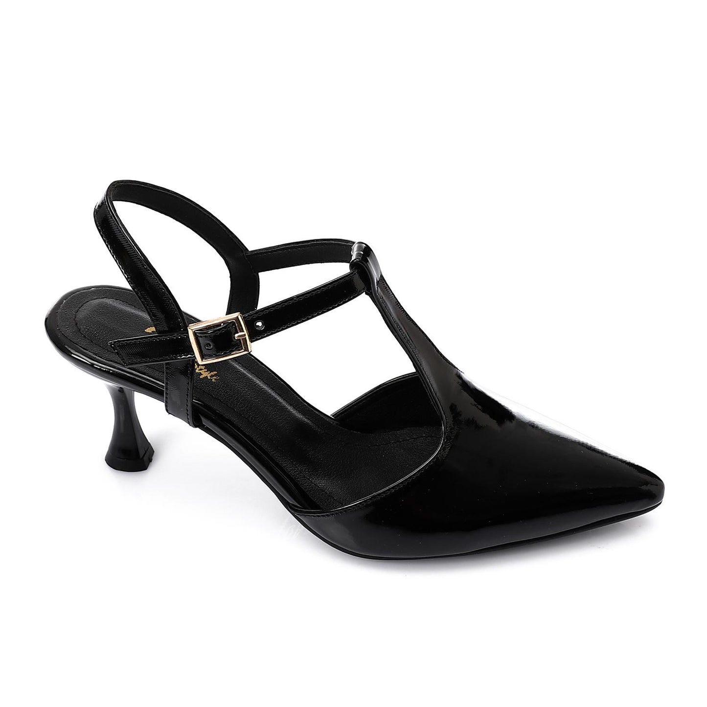 Women’s T-Strap Heeled Shoe – Glossy White – Perfect for Bridal & Elegant Occasions.