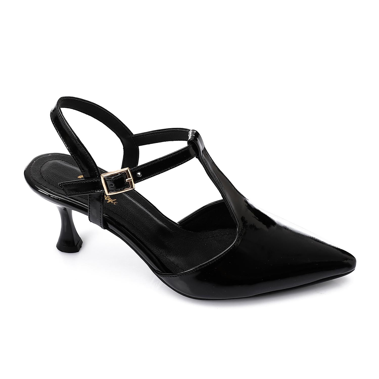Women’s T-Strap Heeled Shoe – Glossy White – Perfect for Bridal & Elegant Occasions.