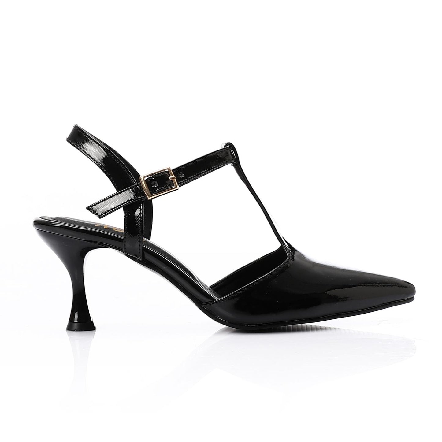 Women’s T-Strap Heeled Shoe – Glossy White – Perfect for Bridal & Elegant Occasions.