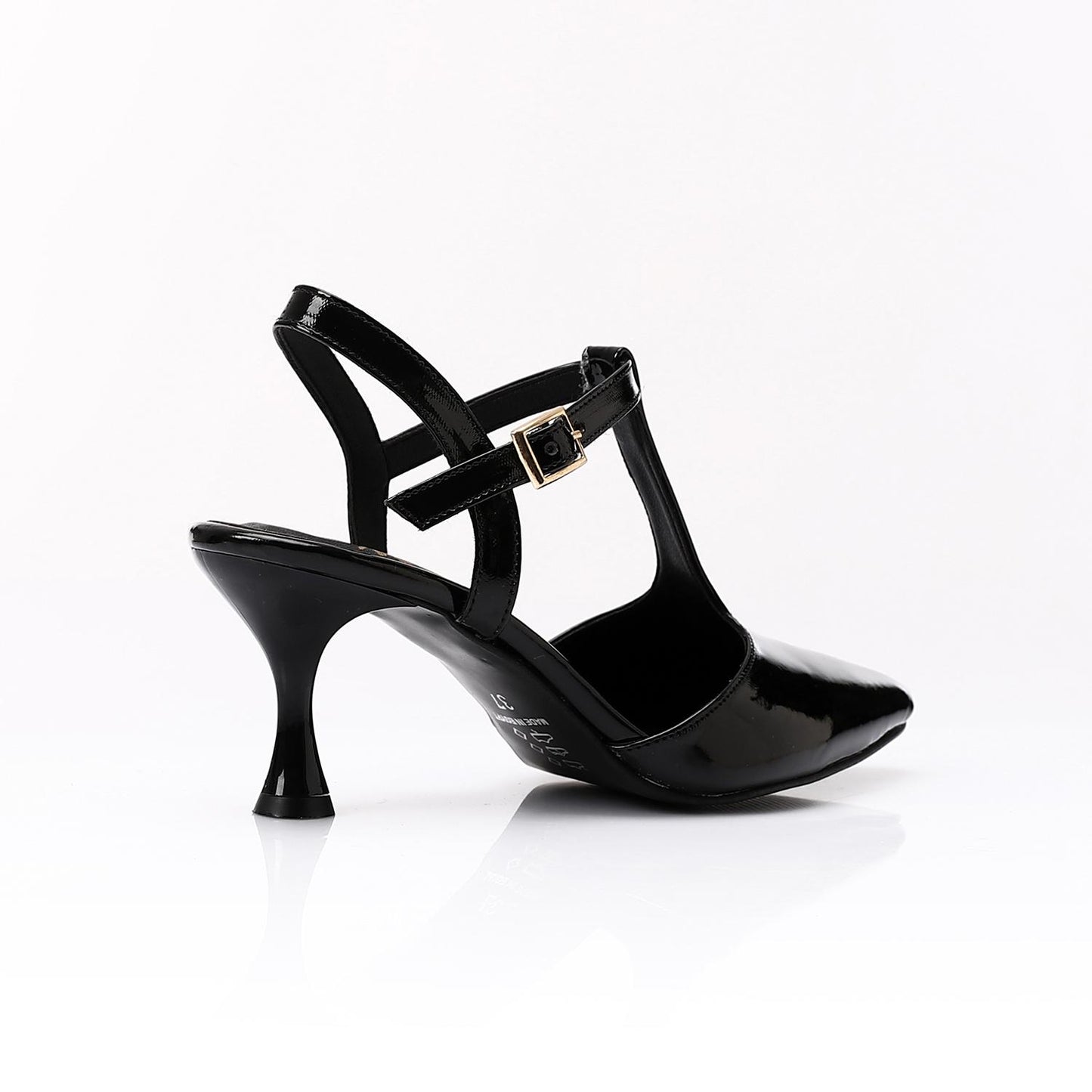 Women’s T-Strap Heeled Shoe – Glossy White – Perfect for Bridal & Elegant Occasions.