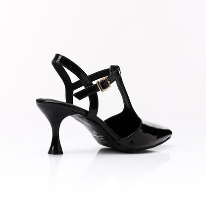 Women’s T-Strap Heeled Shoe – Glossy White – Perfect for Bridal & Elegant Occasions.