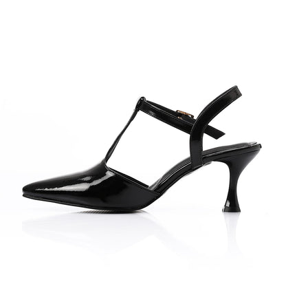 Women’s T-Strap Heeled Shoe – Glossy White – Perfect for Bridal & Elegant Occasions.