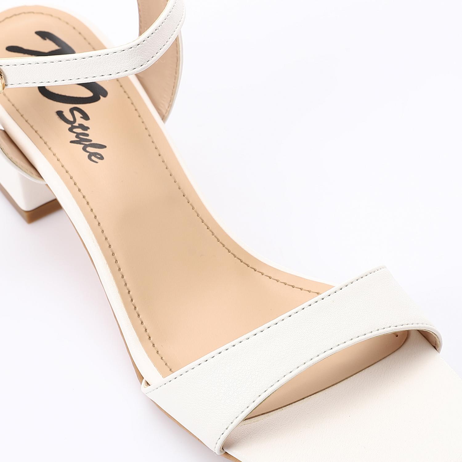Off-White Block Heel Sandals with Ankle Strap