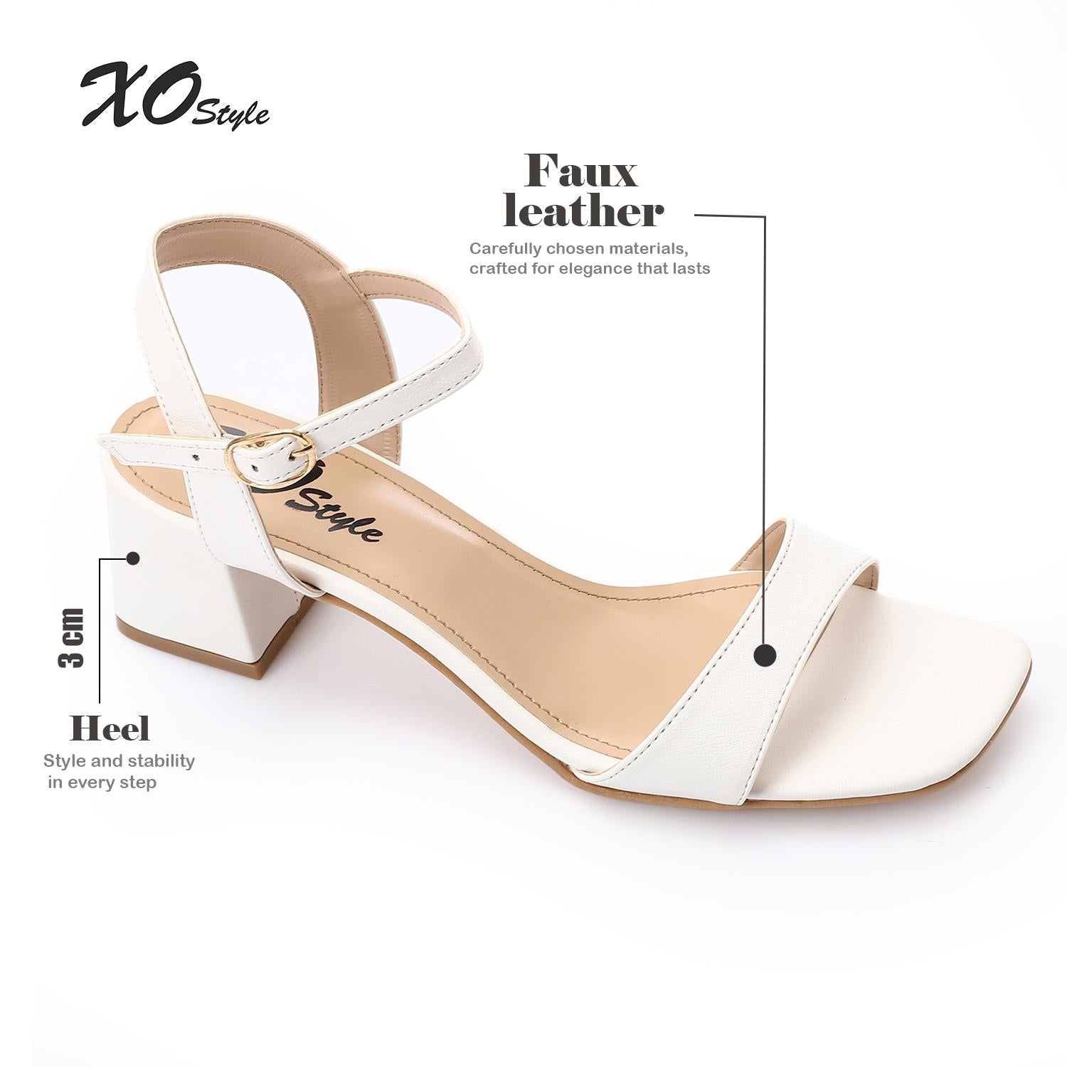 Off-White Block Heel Sandals with Ankle Strap