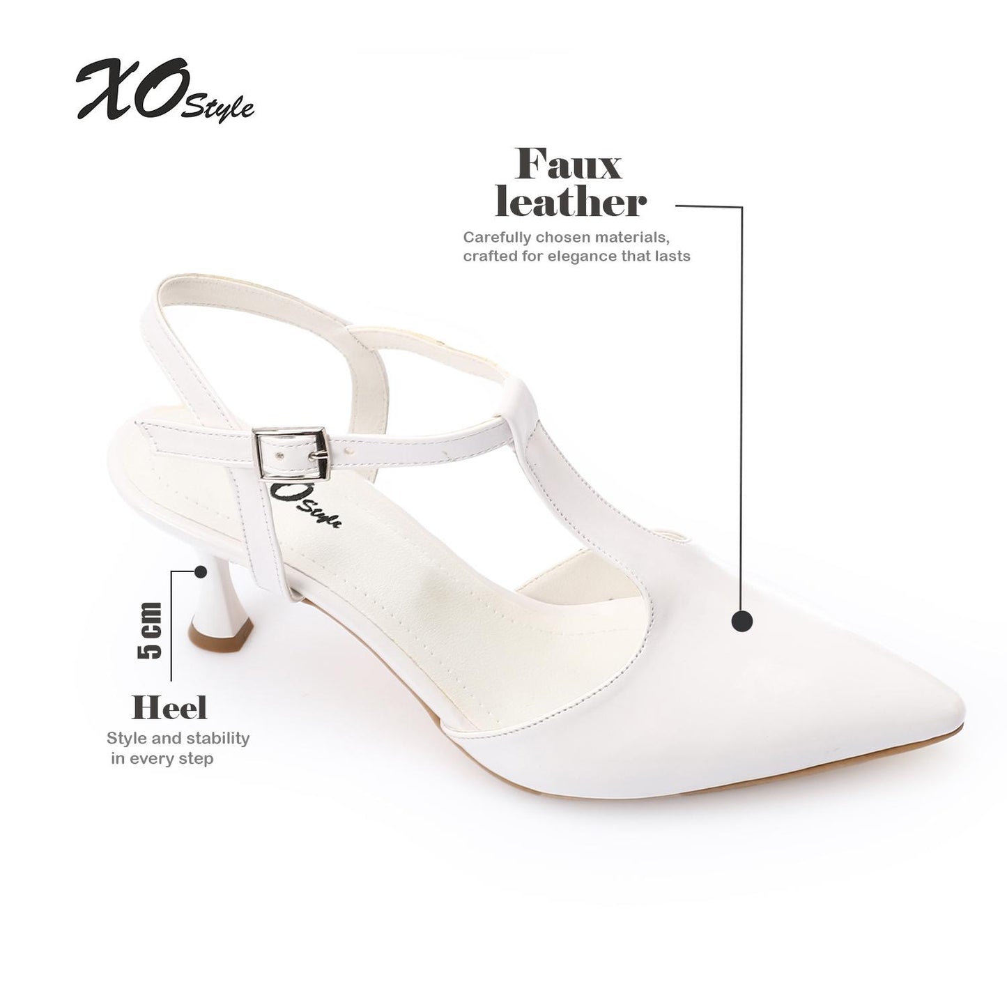 Women’s T-Strap Heeled Shoe – Glossy White – Perfect for Bridal & Elegant Occasions.