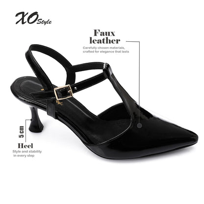 Women’s T-Strap Heeled Shoe – Glossy White – Perfect for Bridal & Elegant Occasions.