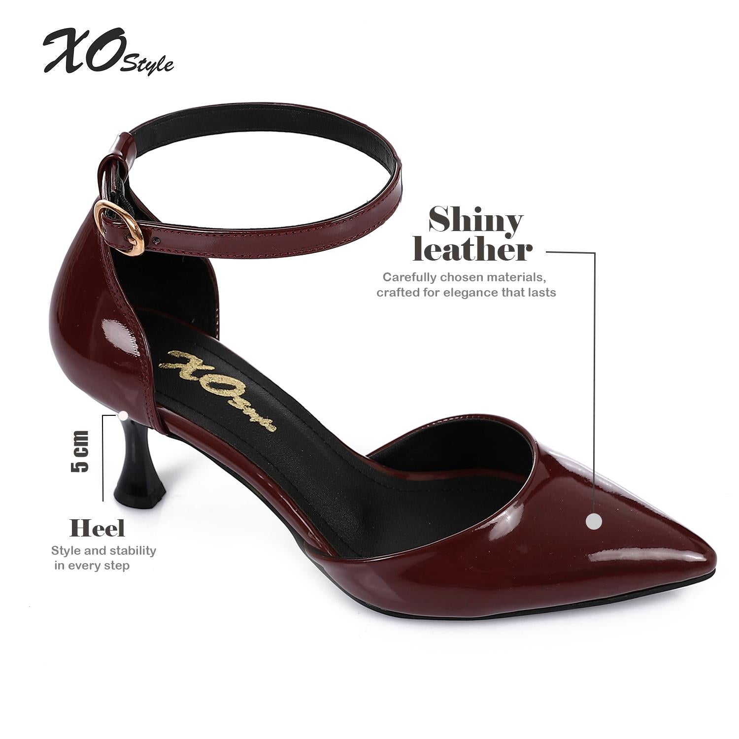 Patent Leather Kitten Heel Pointed Shoes