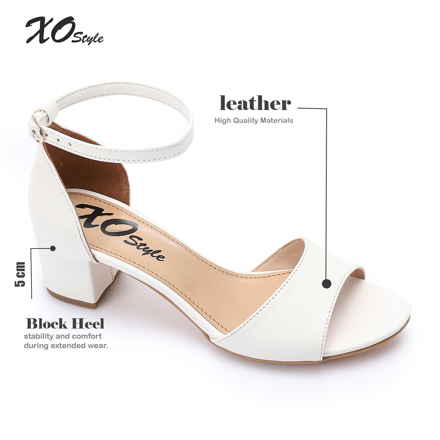 Comfortable women's sandal with a wide heel - High Quality Materials- White.