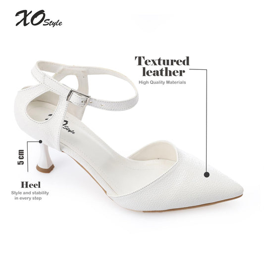 Women's High Heel Mule Sandals – Elegant Pointed Toe, Faux Leather Texture.