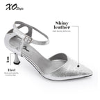 Women's High Heel Mule Sandals – Elegant Pointed Toe, Faux Leather Texture.