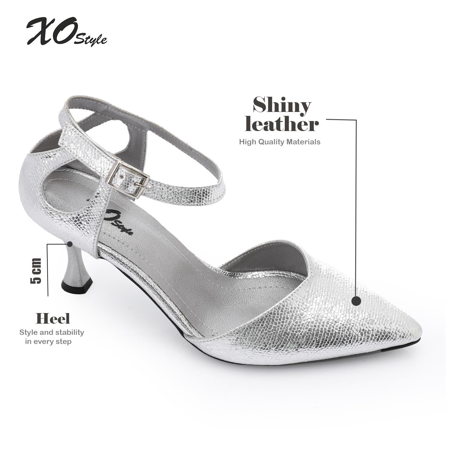 Women's High Heel Mule Sandals – Elegant Pointed Toe, Faux Leather Texture.