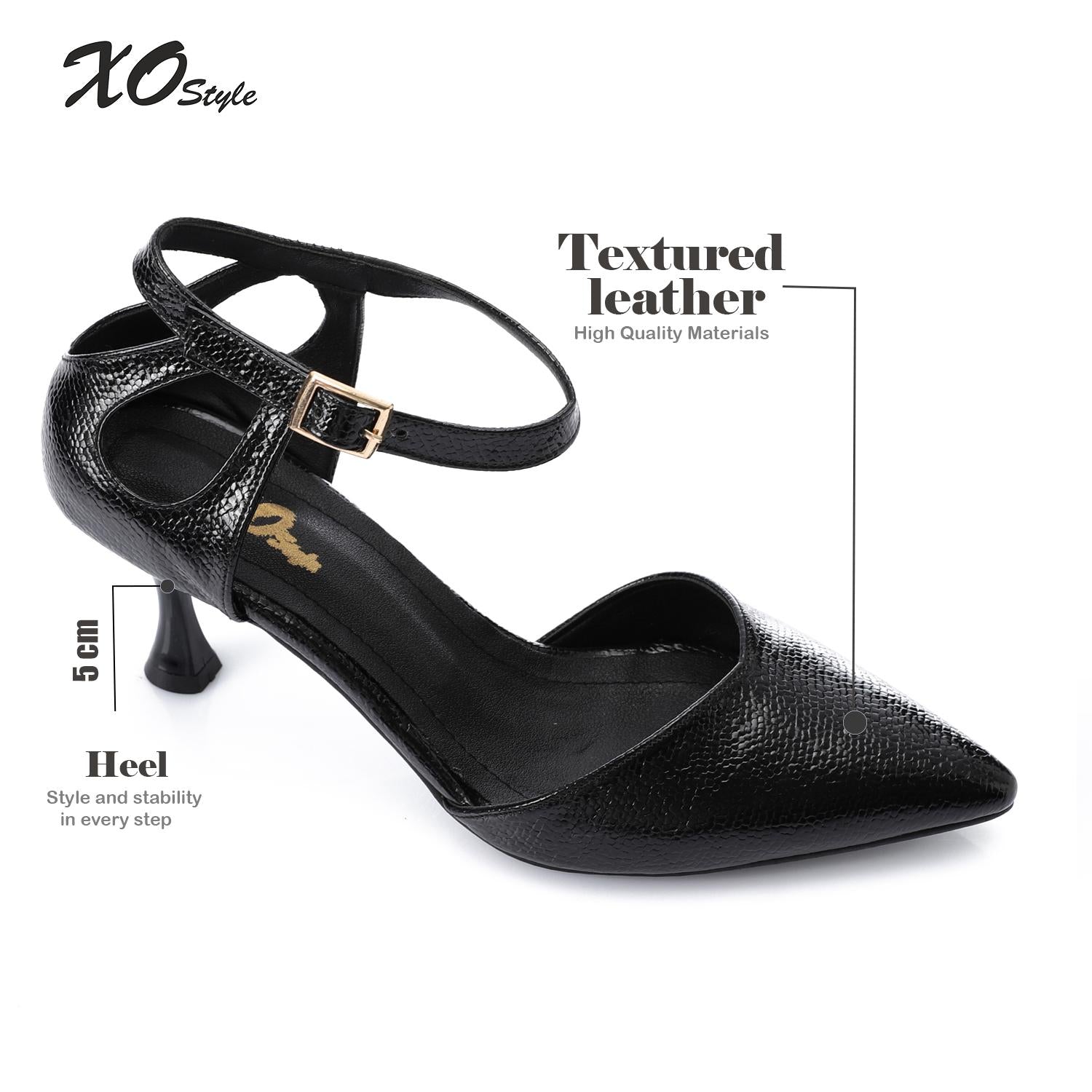Women's High Heel Mule Sandals – Elegant Pointed Toe, Faux Leather Texture.