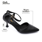Women's High Heel Mule Sandals – Elegant Pointed Toe, Faux Leather Texture.