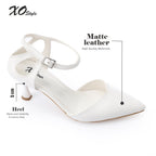 Women's High Heel Mule Sandals – Elegant Pointed Toe, Faux Leather Texture.