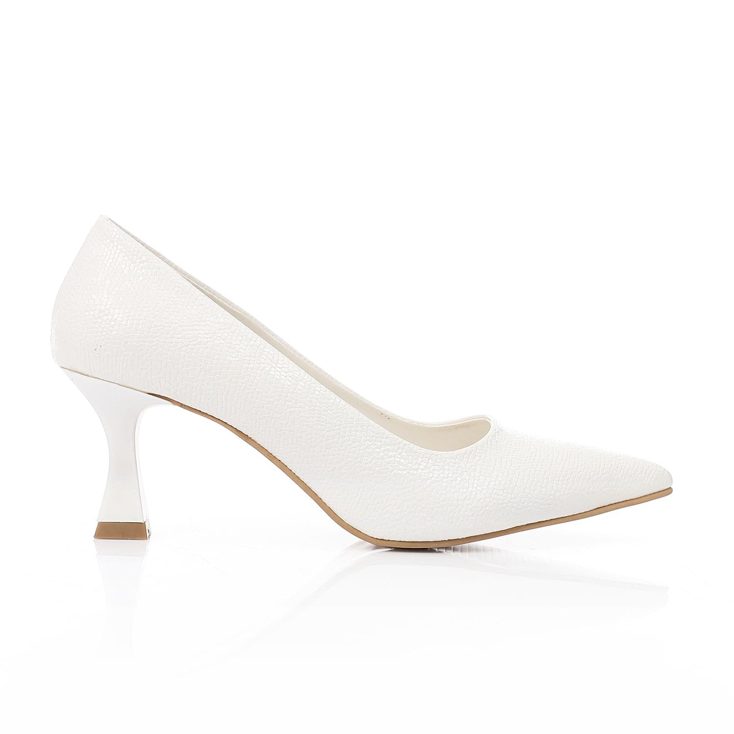 Elegant Silver Women's Heeled Shoes with Pointed Toe and Stylish Block Heel.
