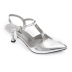 Elegant Smoky Women's Heeled Shoes with Pointed Toe and Stylish Block Heel.