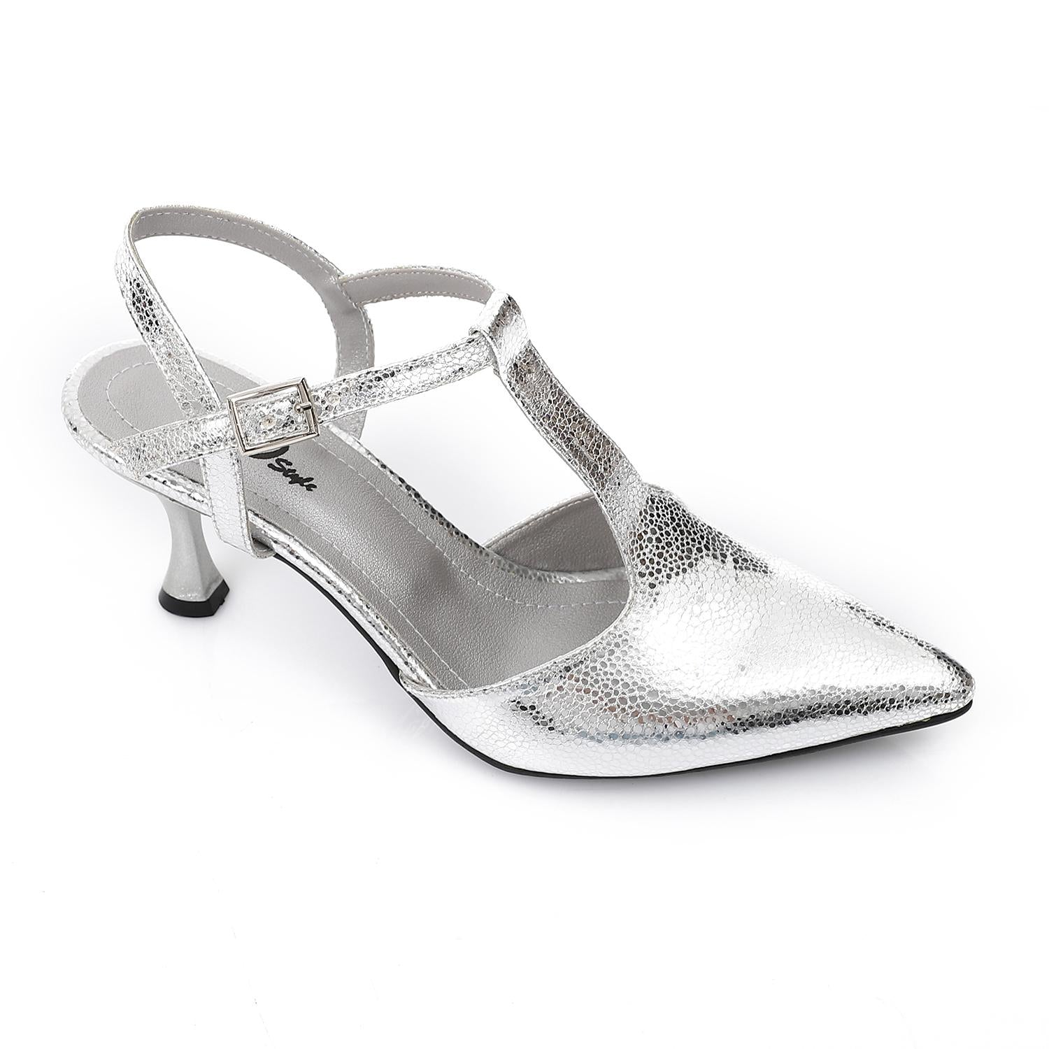 Elegant Smoky Women's Heeled Shoes with Pointed Toe and Stylish Block Heel.