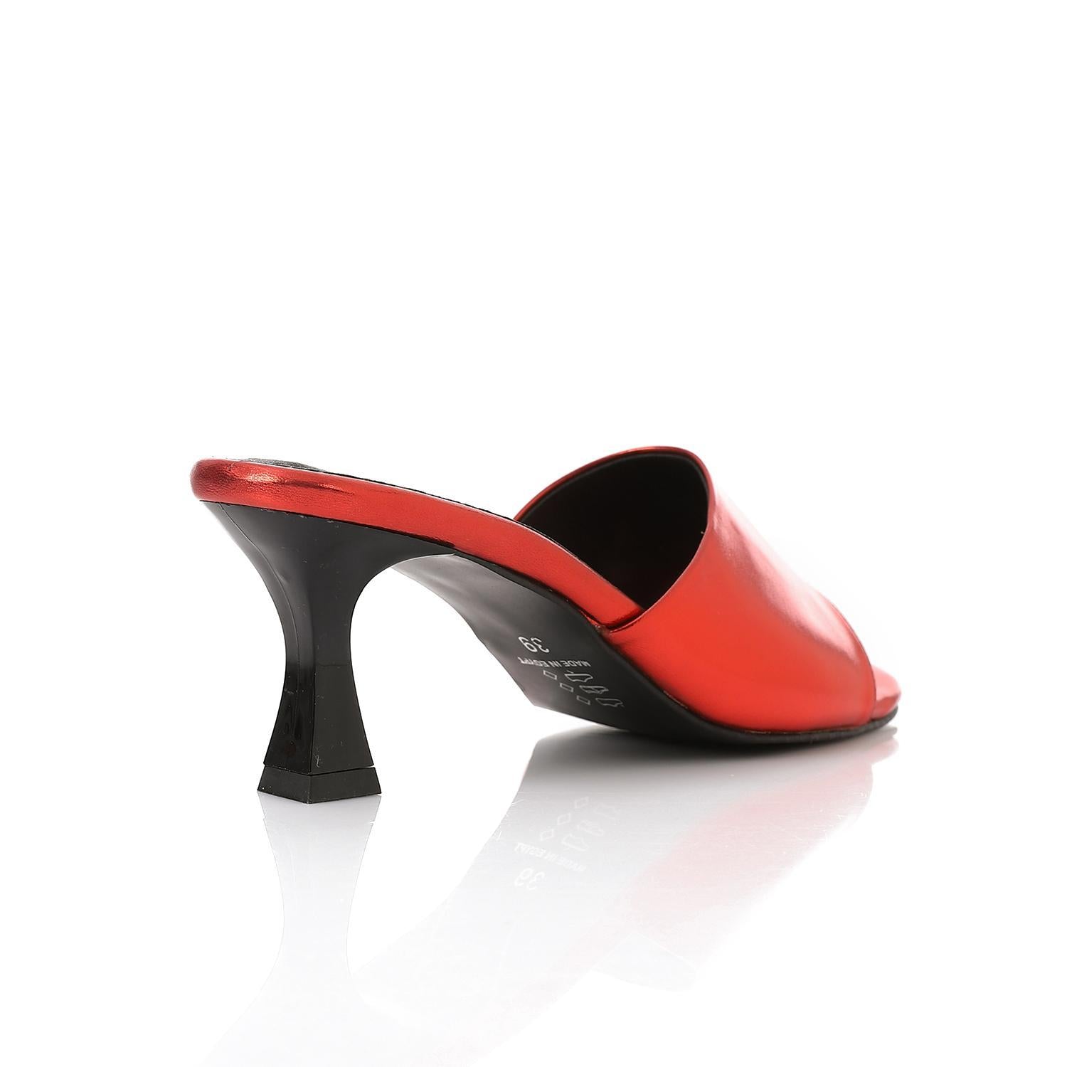 Women's High Heel Mule Sandals – Square Open Toe, Faux Leather, Slip-On Design.