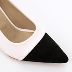 Faux Leather Pointed-Toe Block Heels