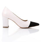 Faux Leather Pointed-Toe Block Heels