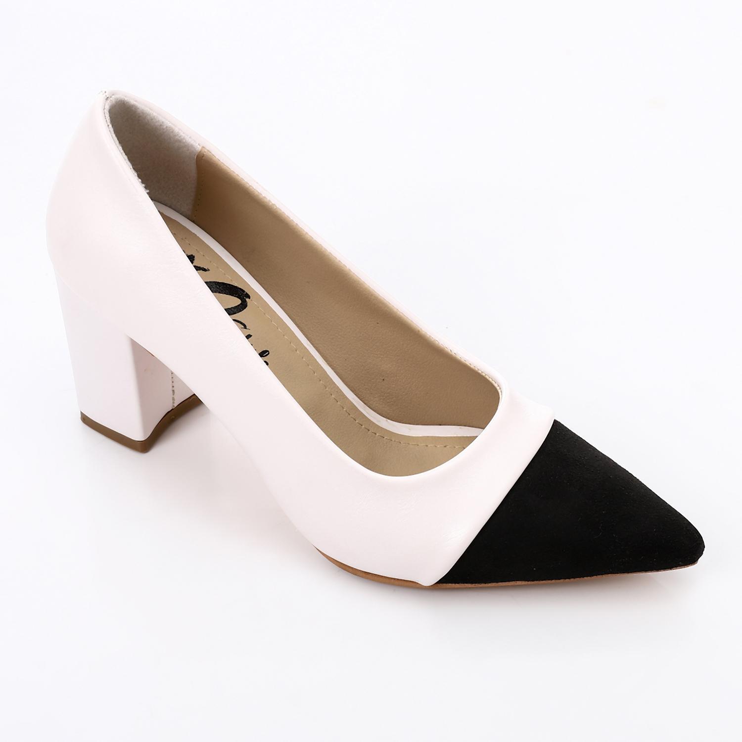 Faux Leather Pointed-Toe Block Heels