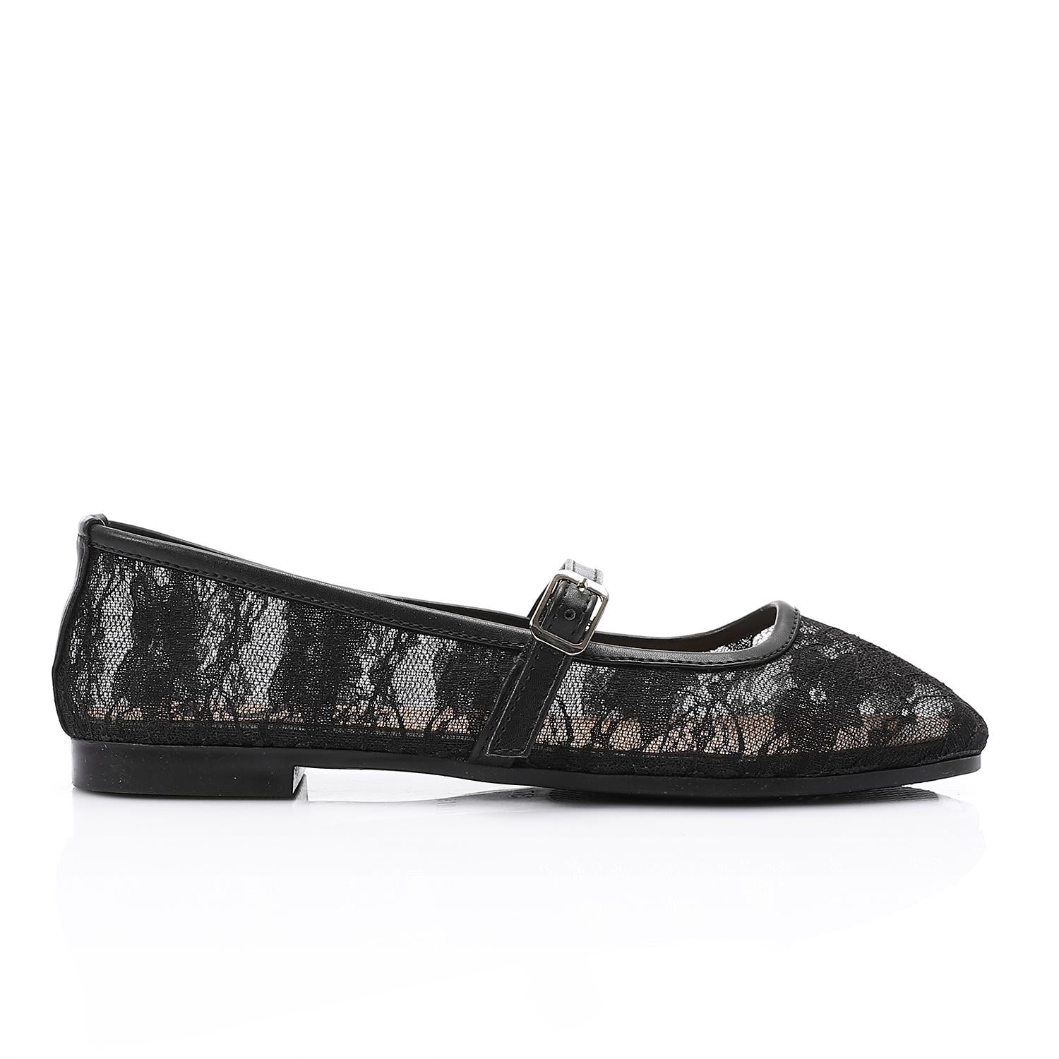 Lace Ballet Flats with Bow 1396