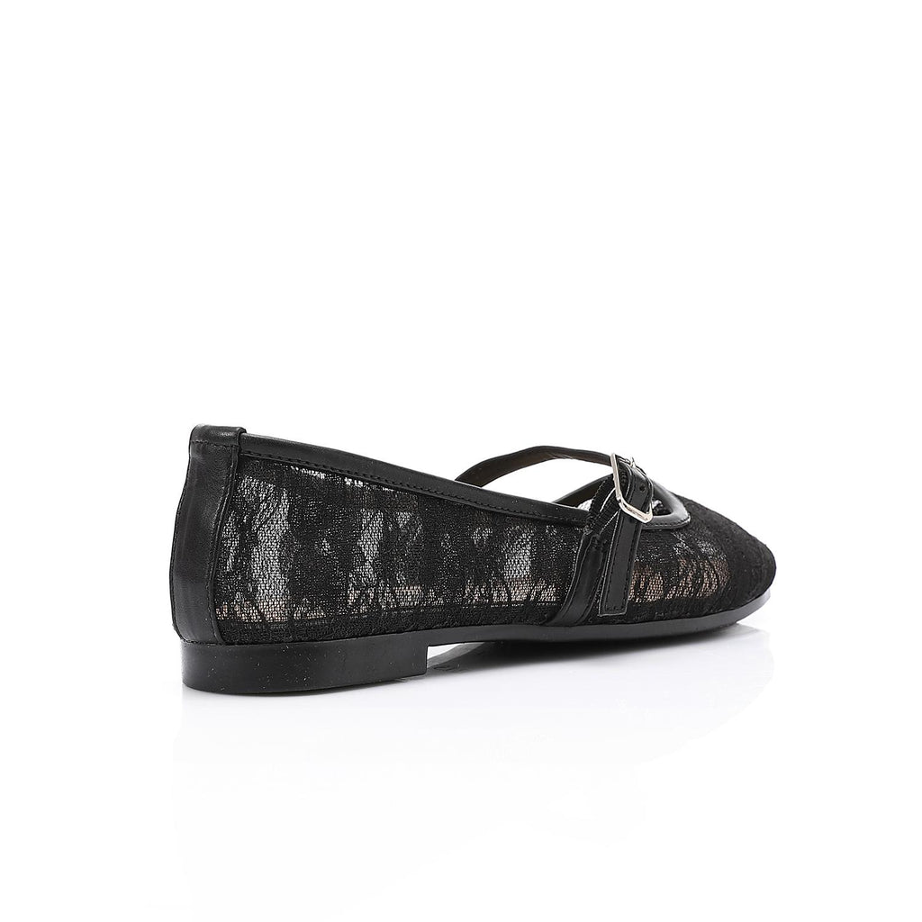 Lace Ballet Flats with Bow 1396