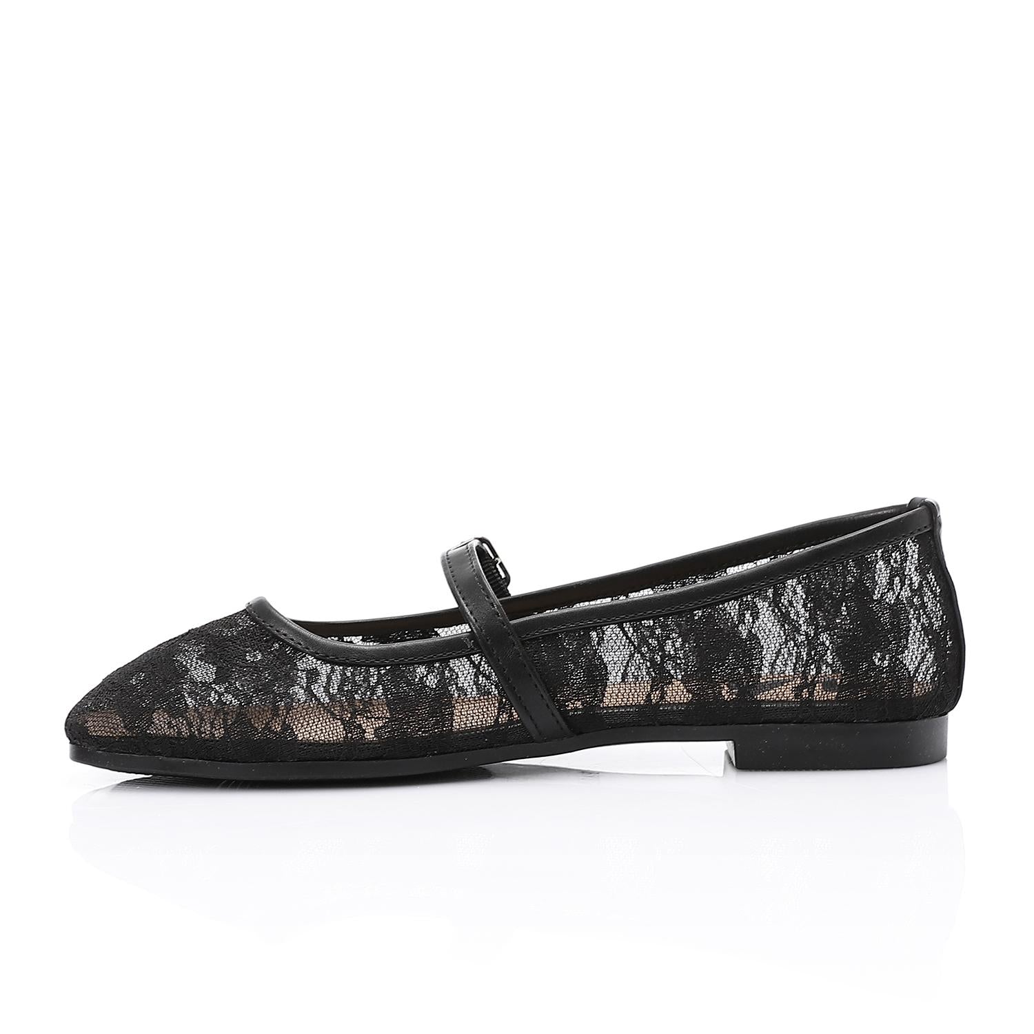 Lace Ballet Flats with Bow 1396