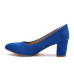 Suede Block Heel Pumps