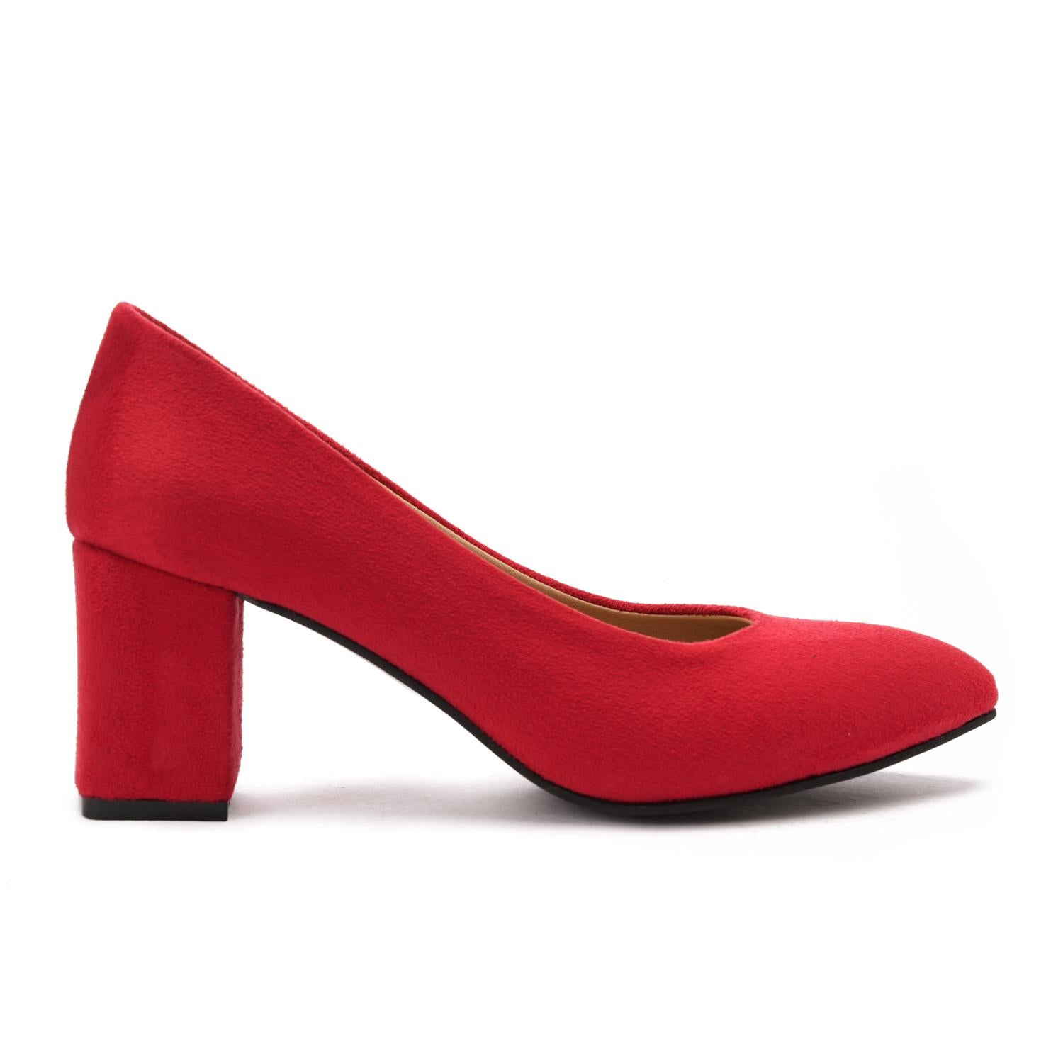 Suede Block Heel Pumps