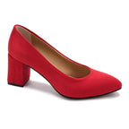 Suede Block Heel Pumps