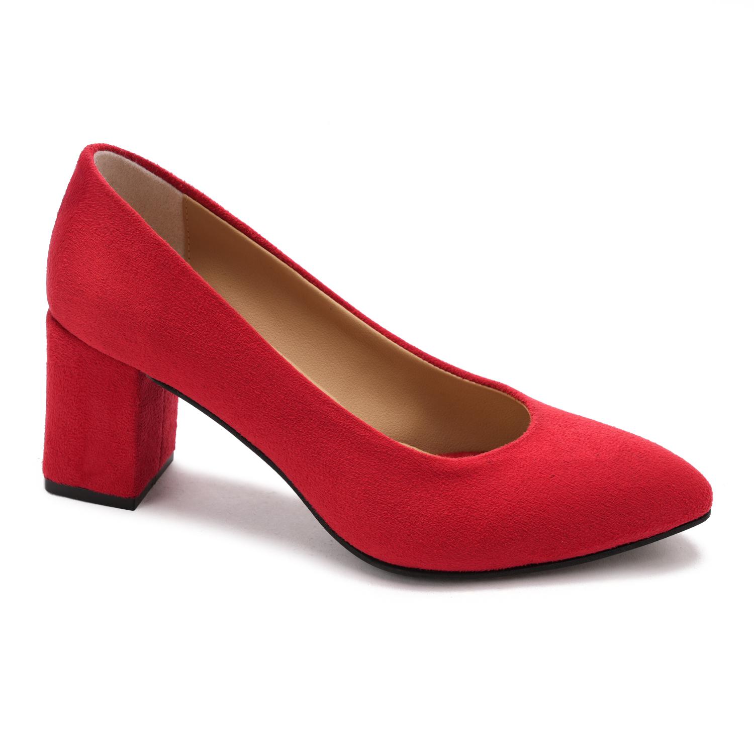 Suede Block Heel Pumps