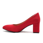 Suede Block Heel Pumps