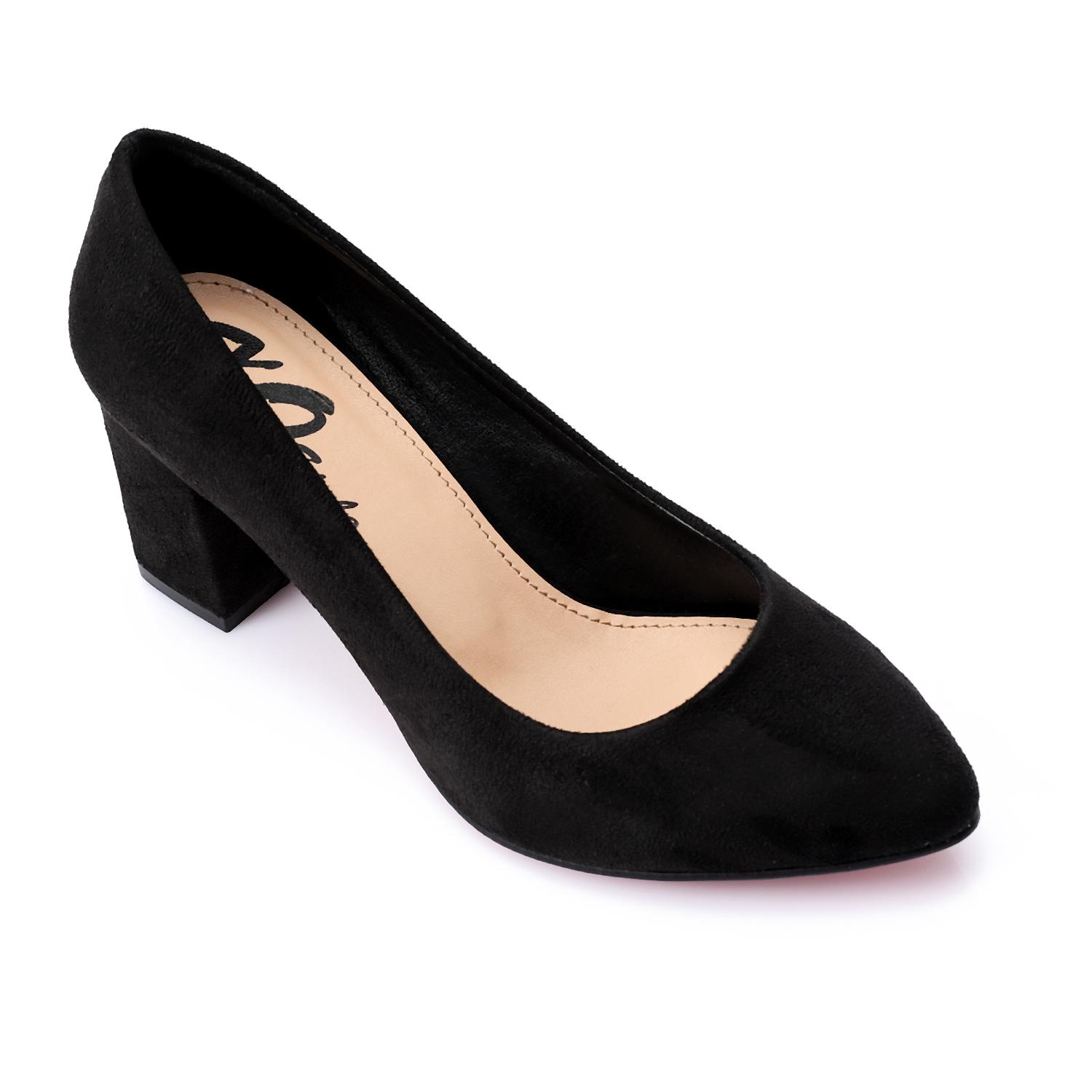 Suede Block Heel Pumps