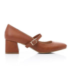 Women’s Block Heel Pumps – Tan Comfortable Elegant.