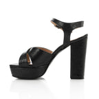 Women's Block Heel Metallic Sandals - Croc Pattern