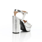 Women's Block Heel Metallic Sandals - Croc Pattern