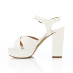 Women's Block Heel Metallic Sandals - Croc Pattern